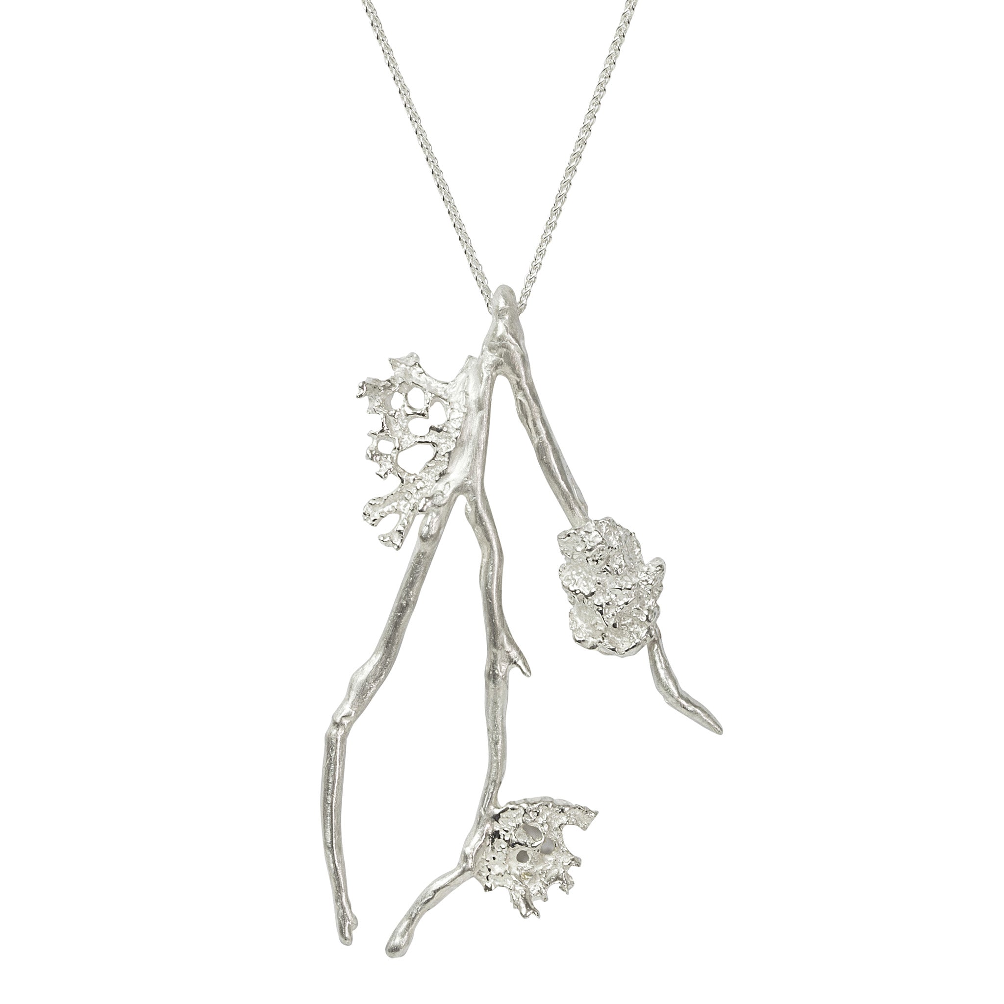 Handmade Sterling Silver Lichen Pendant on Chain